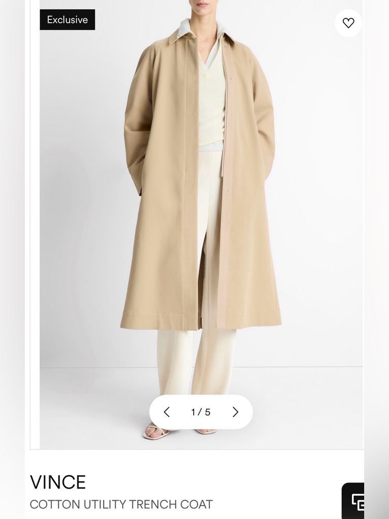 Vince Neutral Beige Cotton Trench Coat